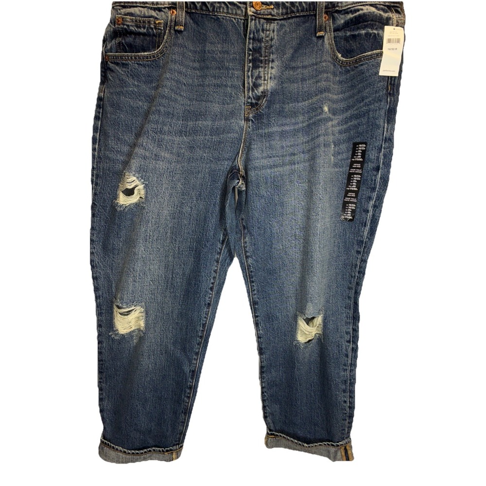 Gap Jeans Women's 16 Regular‎ Blue Vintage High Rise Cropped Straight Ripped NEW